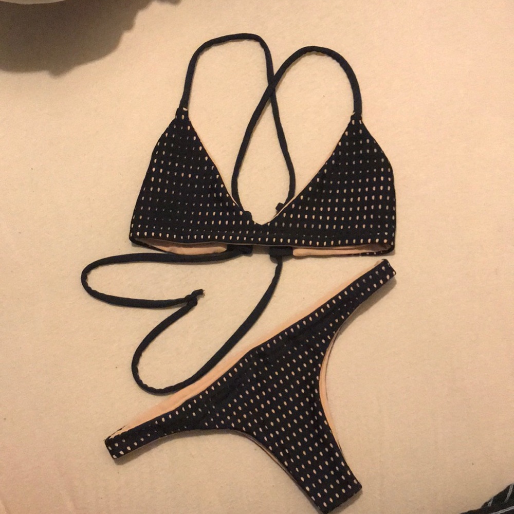 Mahina Swim Small bikini black mesh/tan lining